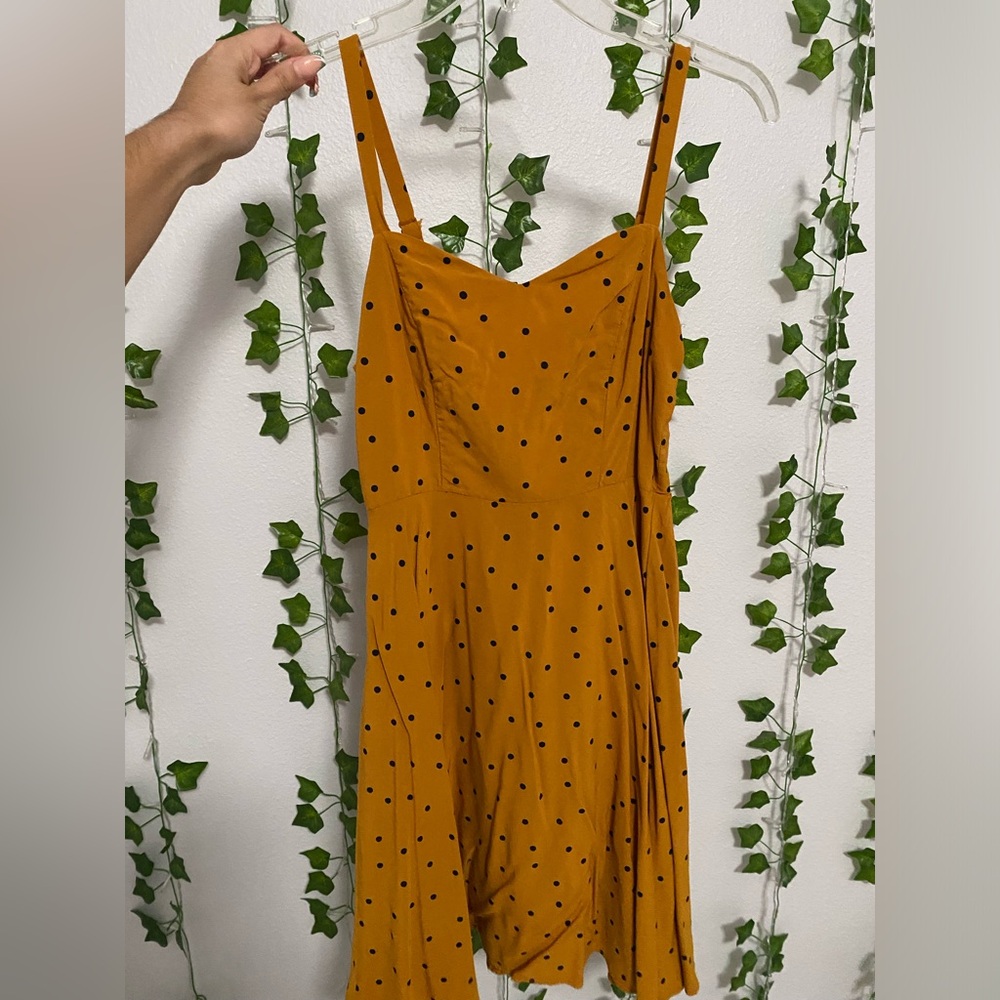 Burnt Orange and Black Polka Dot Dress